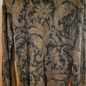 Ralph Lauren Brown and Black Paisley Sweater Silk & Cashmere